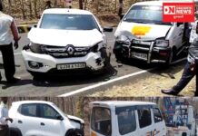 આહવા તાલુકાના ઘુઘલી ઘાટ ઇકો અને ક્વિડ ફોર વ્હીકલ વચ્ચે અકસ્માત: કોઈ જાનહાની નહિ