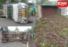 વાંસદાના મીઢાંબારી ગામમાં આંબાની કલમ ભરેલી પી-કપ પલટી મારતાં સર્જાયો અકસ્માત