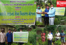 વાંસદાની રાણી ફળિયા ગ્રામ પંચાયત અને ટ્રાઇબલ વિભાગ દ્વારા ખેડૂતોને આંબા કલમ વિતરણ