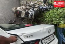 મહુવા આંગલધરા ગામમાં સ્વીફ્ટ કાર અને બાઇક વચ્ચે સર્જાયો જીવલેણ અકસ્માત