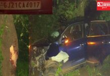 વાંસદાના ખાનપુર ગામમાં NH-56 પર પુર ઝડપે આવેલી કાર ઝાડ સાથે અથડાતા ગંભીર અકસ્માત