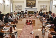 આવેલ ડેન્માર્કના પ્રધાનમંત્રી મેટ્ટે ફ્રેડરિક્સન સાથે પ્રધાનમંત્રી નરેન્દ્ર મોદીની દ્વિપક્ષીય બેઠક યોજાઈ