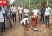 વાંસદાના ખાનપુર ગામમાં સરપંચ દ્વારા પ્રધાન ફળિયામાં રસ્તાનુ કરાયું ખાર્તમુહૂર્ત