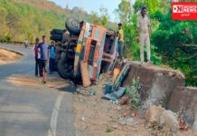 સાપુતારા ઘાટમાર્ગમાં પલટી ટ્રક: જંગી માલ સામાનનું થયું નુકશાન..