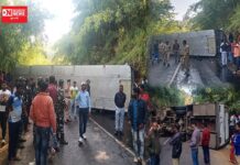 આહવા શિવઘાટ પાસે આહવા અમદાવાદ બસ પલટી.. રસ્તો થયો બ્લોક.. મોટા પ્રમાણમાં નુકશાન થયાનો અંદાજો..