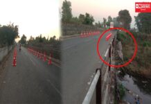 વાંસદા-ચીખલી સ્ટેટ રોડ પર વાંસદાના કંબોયા ગામે પુલની બંને સાઈટ જર્જરિત થતાં ટ્રાફિક કેન લગાવાયા..