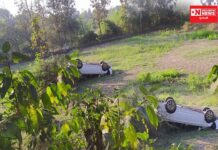 વાંસદાના જામલીયા ગામ પાસે સર્જાયો કાર અકસ્માત.. કાર ફિલ્મી ઢબે હવામાં ઉડી ખેતરમાં પછડાય..