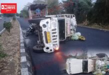 વાંસદાના નાની વાલઝરમાં પીક અપ ડીવાઈડર અથડાઈને મારી પલટી ગઈ.. જાણો સમગ્ર ઘટના