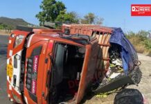 સાપુતારા ઘાટ પર કેરી ભરેલી ટ્રક પલટી.. ચાલક અને ક્લીનર સારવાર હેઠળ.. ભારે નુકશાન અંદાજો