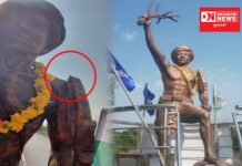 સ્વાતંત્રસેનાની અને વંદનીય બિરસા મુંડાની ખેરગામની પ્રતિમા ખંડિત કરાતા આદિવાસી સમાજ લાલઘુમ.