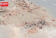 વાંસદાનું ખડકાળા સર્કલના ડિવાઇડરનું રિપેરકામ થયાનો એક દિવસ પણ નહીં થયો, ડિવાઇડર પાછું ‘જઇશે થે’ ને હાલતમાં