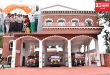 વાપીમાં આદ્યુનિક ફાયર સ્ટેશનનું લોકાર્પણ કરતા રાજયના નાણાંમંત્રીશ્રી કનુભાઇ દેસાઇ..