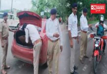 માર્ગ અકસ્માતને લઇ પોલીસ એક્શનમાં : રાજપીપળા મુખ્ય માર્ગ ઉપર ટ્રાફિક નિયમોનો ભંગ કરતા વાહન ચાલકોને ફટકાર્યો દંડ