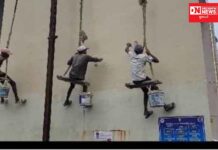 સરકારના પૈસાનું પાણી કરતું બીલીમોરા ST ડેપો.. ધોધમાર વરસાદની વચ્ચે દીવાલ પર કલર કામ.. બોલો