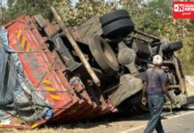 નાસિકથી કેમિકલનો જથ્થો ભરી વડોદરા જતો આયશર ટેમ્પો બ્રેક ફેઈલ થઇ જતા સાપુતારામાં પલટી ગયાની બની ઘટના..