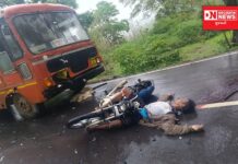 આહવા ધુલીયા બસ સાથે બાઈક સવાર યુવકનો થયો અકસ્માત.. ઘટના સ્થળ પર જ મોત..