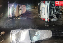 ચીખલીના રાનકુવા રેલ્વે ફાટકના લોખંડના પોલ સાથે રાતે ઇનોવા કાર અથડાતા મારી પલ્ટી.. થયું મોટું નુકસાન.