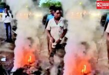 નવસારીમાં ડમ્પીંગ સાઇટ નજીક જોખમકારક કચરો બળતા દુર્ગંધથી લોકો હેરાન પરેશાન..