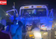 ભરૂચના નેશનલ હાઈવે 48 પર ગત રાત્રે ગંભીર અકસ્મા સર્જાયો.. ચાલક કેબિનમાં ફસાયો..