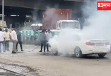 વાપી GIDC ચાર રસ્તા પાસે કારમાં ભભૂકી ઊઠી આગ.. ચાલક કારમાંથી કૂદી પડયો..