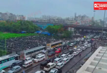 ભરૂચ નજીક નેશનલ હાઇવે નંબર 48 ઝાડેશ્વર ચોકડી નજીક વાહનોની લાંબી કતાર લાગી..