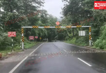 વઘઇ-સાપુતારા માર્ગ પર નંદીના ઉતારા બ્રિજ જર્જરિત થતા ભારે વાહનો પર પ્રતિબંધ,તંત્ર દ્વારા પુલ નજીક લોખંડની ગેન્ટ્રી લગાવાઇ..