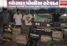 વાંસદાની સિંઘમ પોલીસે બાતમીના આધારે પીપલખેડમાં 3 લાખનો દારૂ અને 6,51,600/- નો મુદૃામાલ સાથે બુટલેગરને કર્યો ગિરફતાર