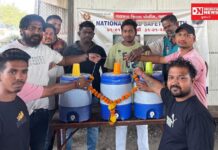 વલસાડના ગુંદલાવ ચોકડી પર શિવ શક્તિ યુવક મંડળ દ્વારા ગરમીમાં રાહદારીઓ માટે વિનામૂલ્યે ઠંડા પાણીની પરબ શરૂ