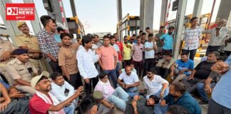 અમારી જમીન, અમારો રસ્તો… તો ટોલ કેમ ? માંડવી-કીમ હાઈવે પર ઝાબ ટોલનાકા સામે ગ્રામજનોનો ઉગ્ર વિરોધ: ટોલ મુક્તિની માંગ