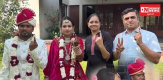 લગ્ન મંડપ પહેલાં મતદાન મથક: લોકશાહીમાં સૌથી મોટું દાન ‘મતદાન’ ની વાતને 40°C ગરમીમાં પણ સાર્થક કરતું વલસાડનું નવદંપતી..